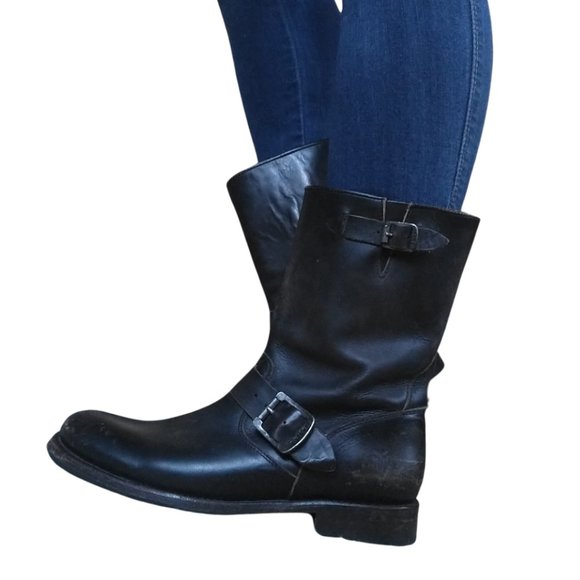 Frye Jenna Engineer Shortboot- Black - Picture 2 of 8
